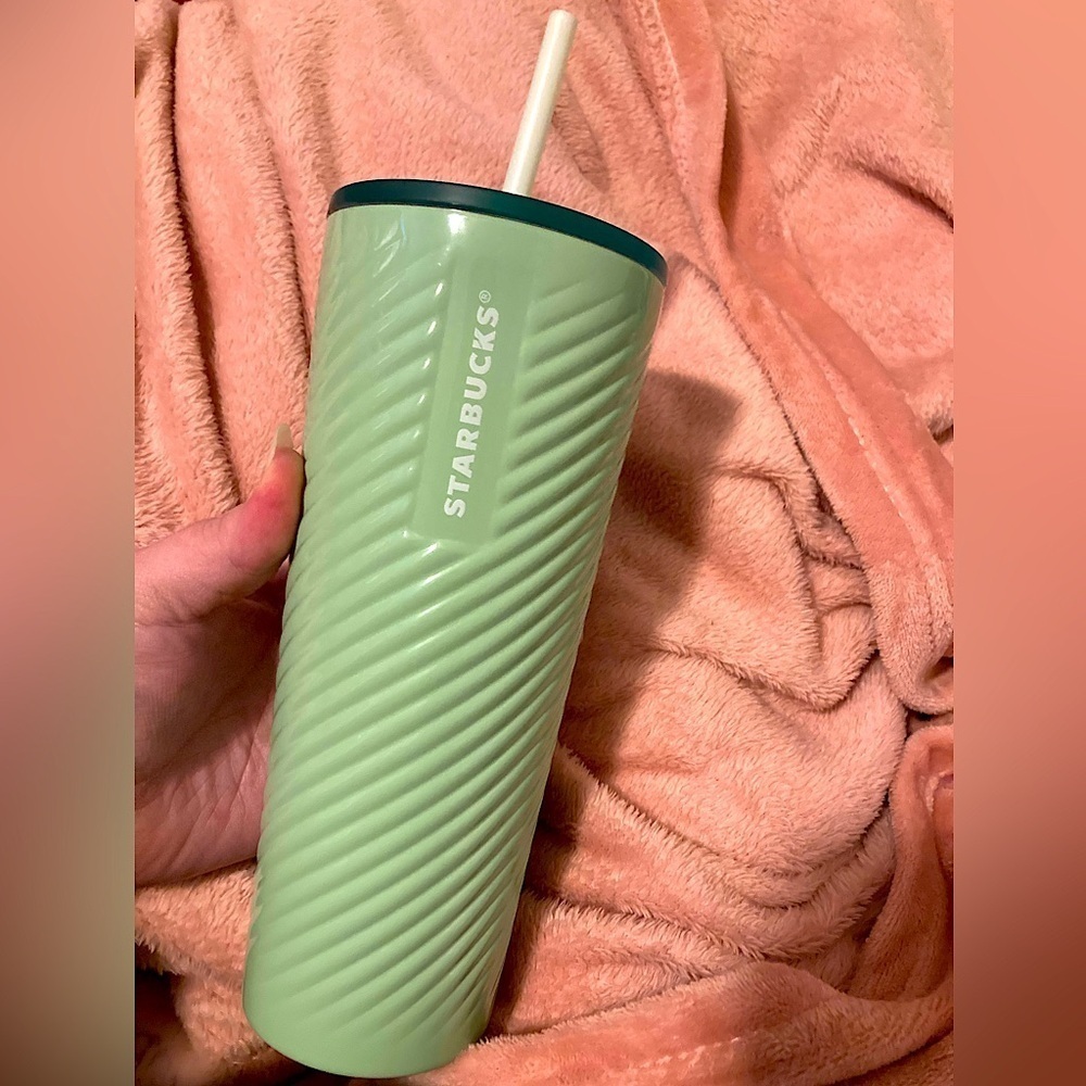 Teal metal Starbucks tumbler